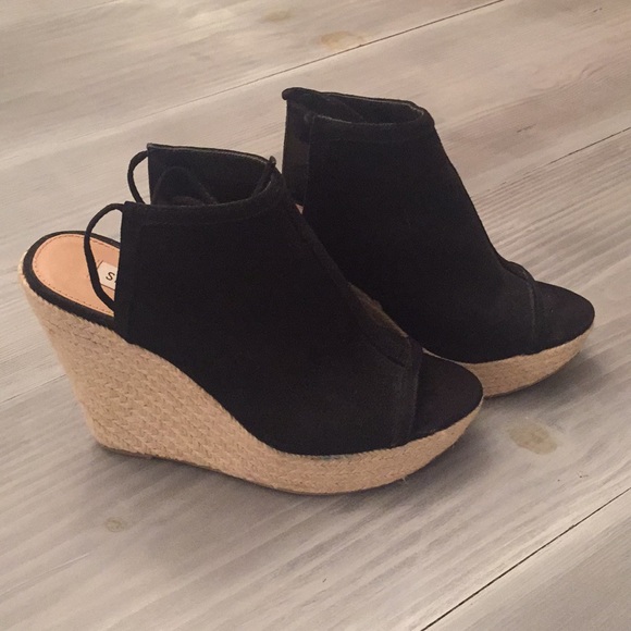 Steve Madden Shoes - Steve Madden Black Suede Espadrille Wedge Sandal